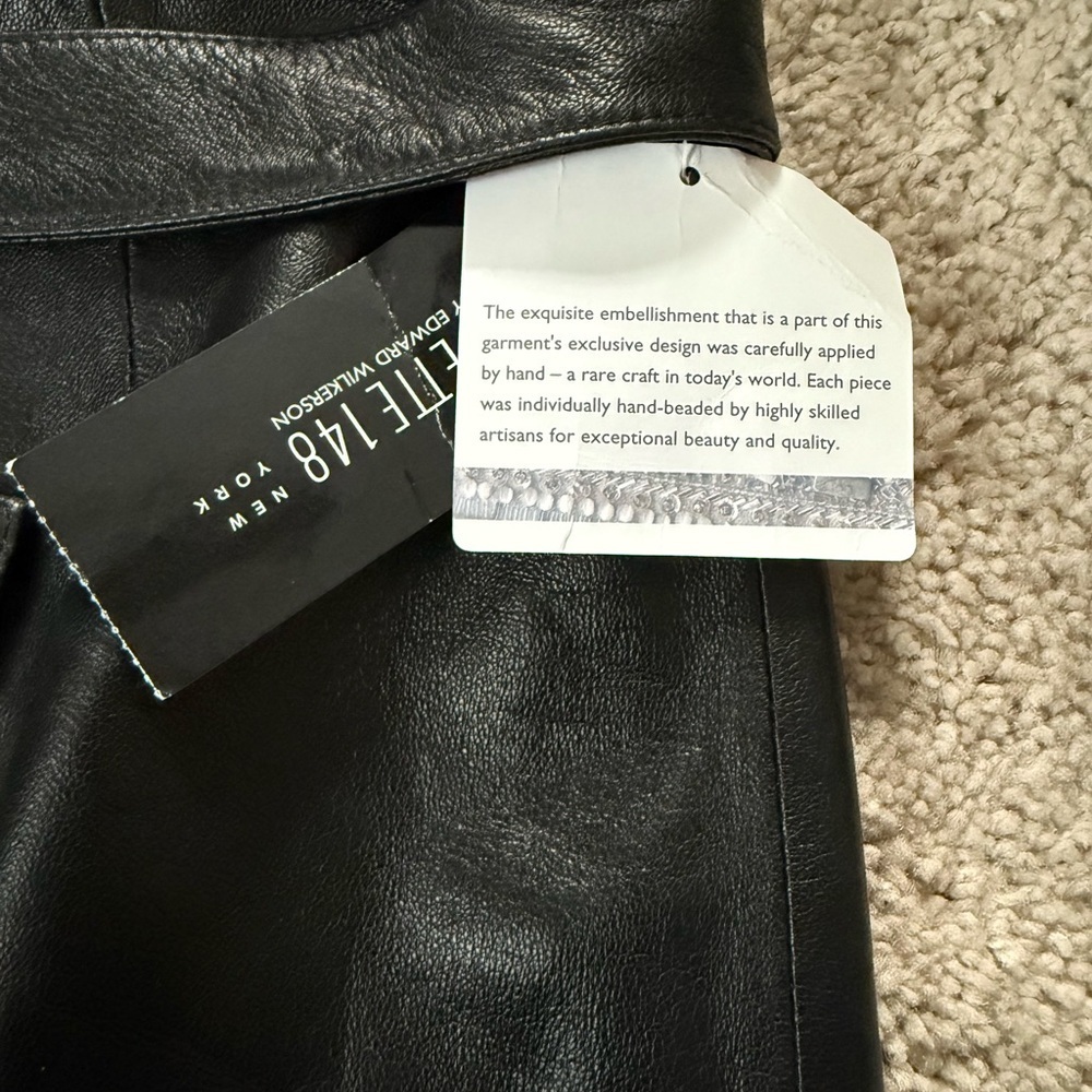 Lafayette 148 New York Lambskin Leather Black Studded Pencil Skirt- New With Tag - Picture 3 of 8